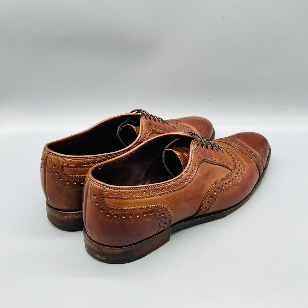 Allen Edmonds Shoes Mens 9.5 Brown Leather Cap Toe Oxford Slip On Dress Brogue